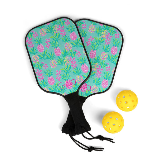 Sisterwives Preppy Pineapple Colorful Pickleball Paddle Set | Fun Outdoor Sports Gear | Perfect Gift for Players | Summer Activities | Birthday, Sports Event, Family Fun