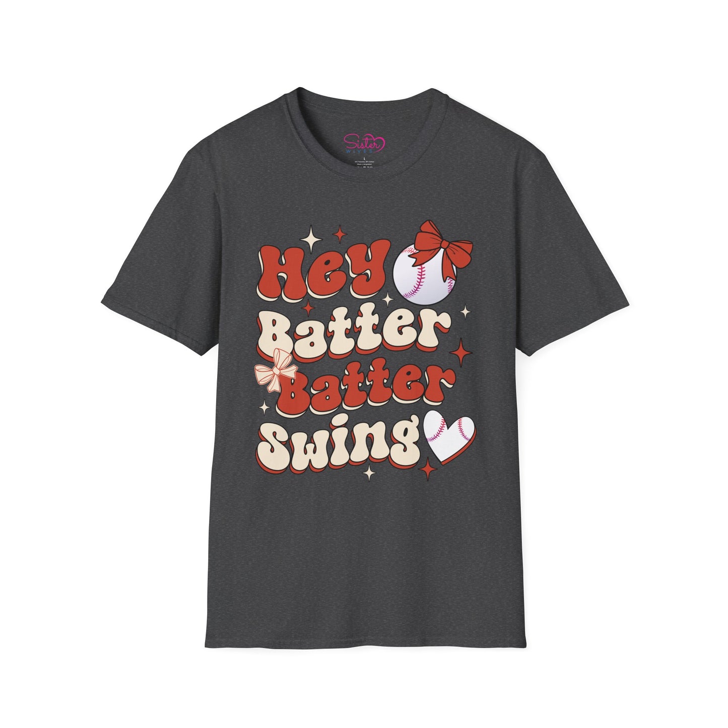 Hey Batter Batter Swing T-Shirt | Playful Swinger Humor Tee | ENM & Polyamory Lifestyle Apparel