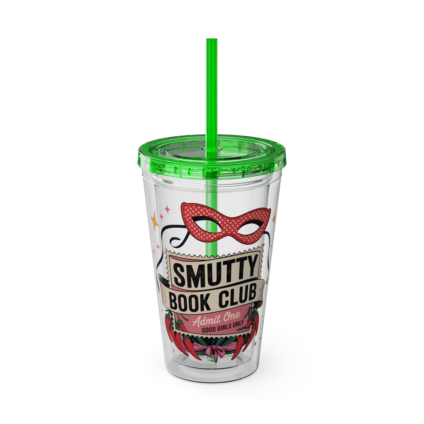Admit One: Smutty Book Club – 16oz Sunsplash Tumbler | Polyamory Pride Cup | ENM Lifestyle Drinkware | Swinger Aesthetic Travel Cup | Spicy Romance Reader Gift | Poly, Open Relationship,...