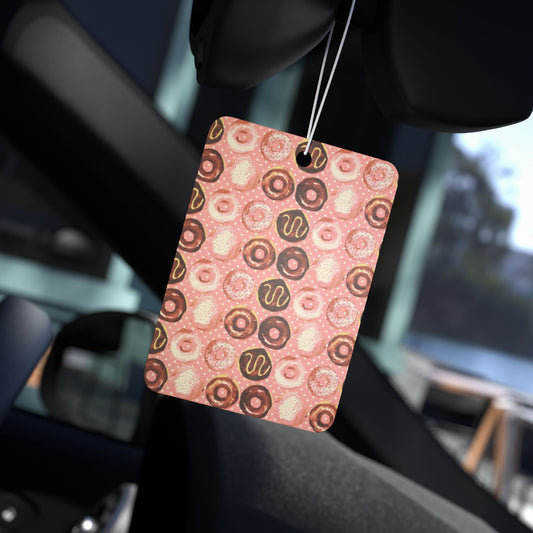 Pink Donut Aesthetic Car Air Freshener – Cute Pastel Foodie Hanging Diffuser | Pine, New Car & Black Ice Scents