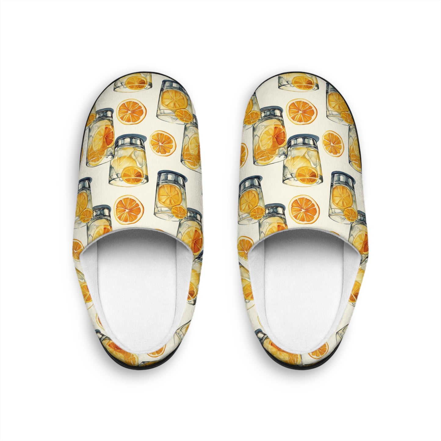 Men’s Cocktail Slippers – Citrus Martini Indoor House Shoes | Polyamory ENM Lifestyle Loungewear | Cozy Non-Slip Slippers