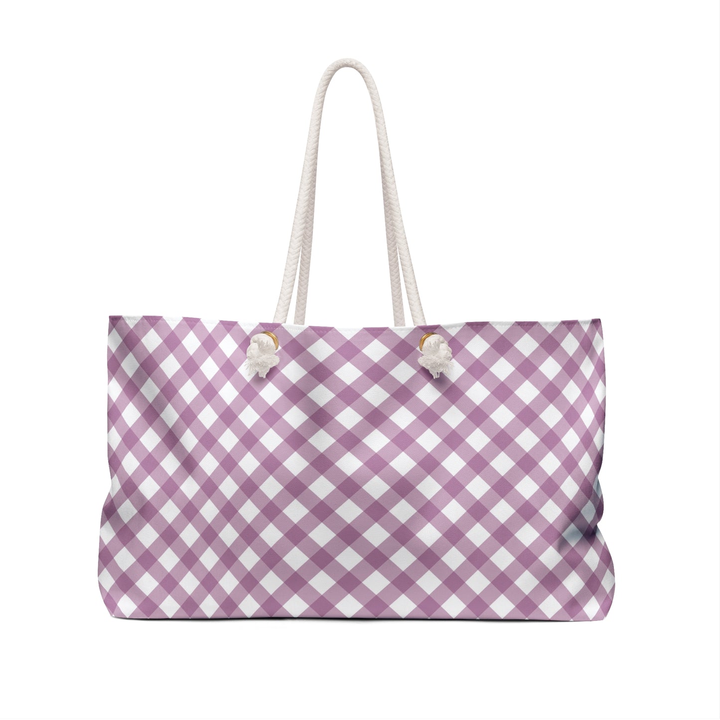 Lavender Gingham Weekender Tote Bag | Soft Pink Aesthetic Travel Bag | Sisterwives Polyamory Overnight Tote | Ethical Non-Monogamy Gift