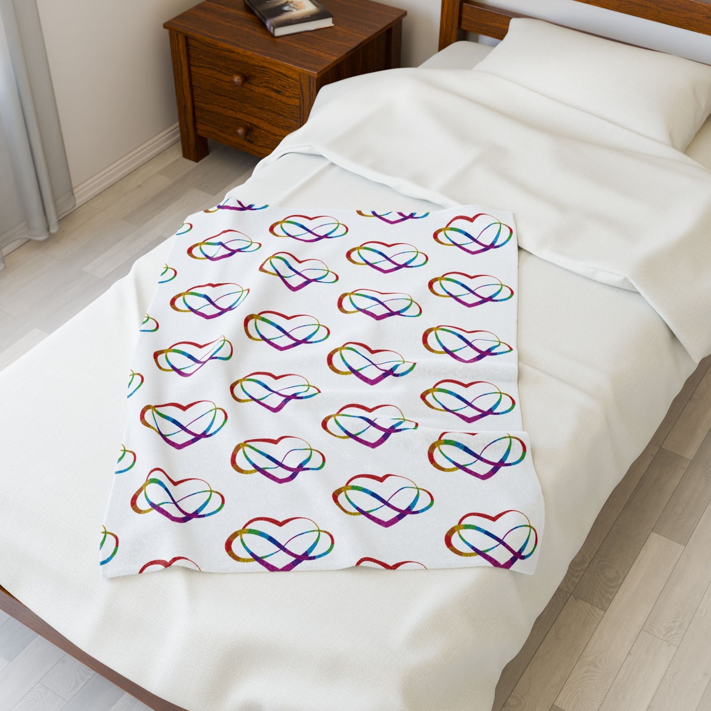 Rainbow Polyamory Heart Blanket – Ethical Non-Monogamy Plush Throw | Poly Pride & Inclusive Love Bedding