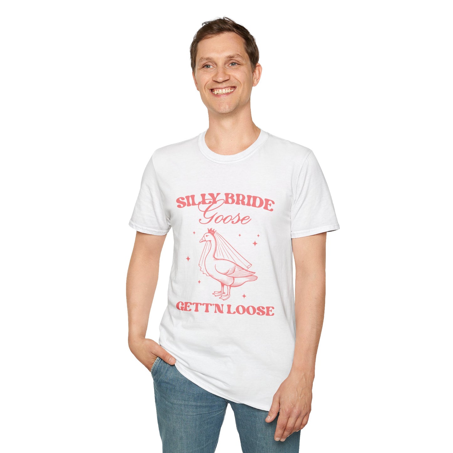 Silly Bride Goose Gettin Loose Shirt – Funny Bachelorette Party Tee, Bride Humor Wedding Shirt, Poly-Friendly Unisex Gildan 64000