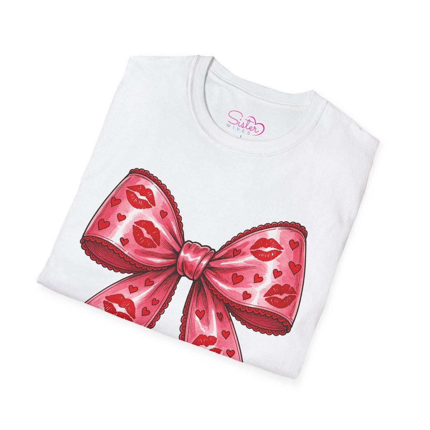 Red Coquette Bow Shirt – Flirty Valentine Bow T-Shirt, Polyamory ENM Non-Monogamy Symbol Tee, Unisex Gildan 64000