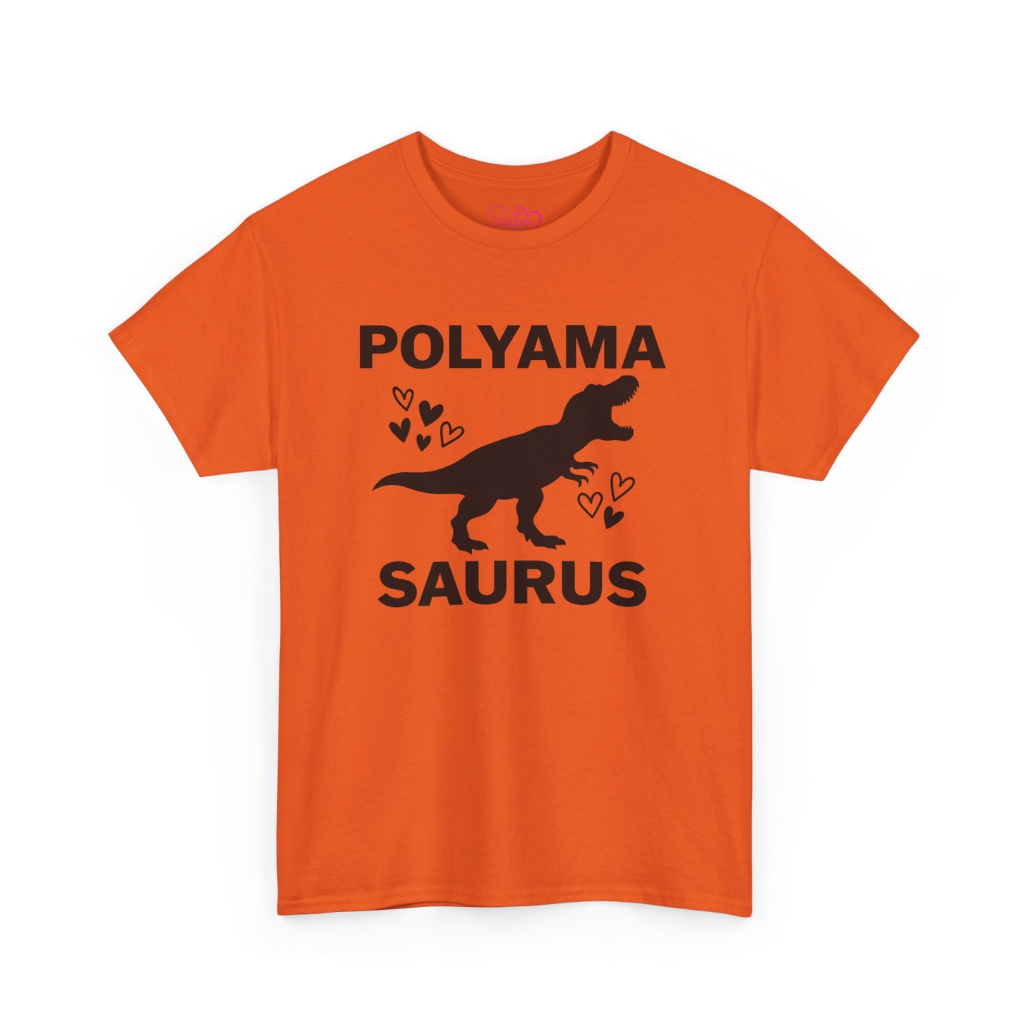 Polyama Saurus Dinosaur Polyamorous Funny Unisex Heavy Cotton Tee - Fun Dinosaur Shirt for Adults, Gift for Birthdays, Parties, Family Outings, Casual Wear