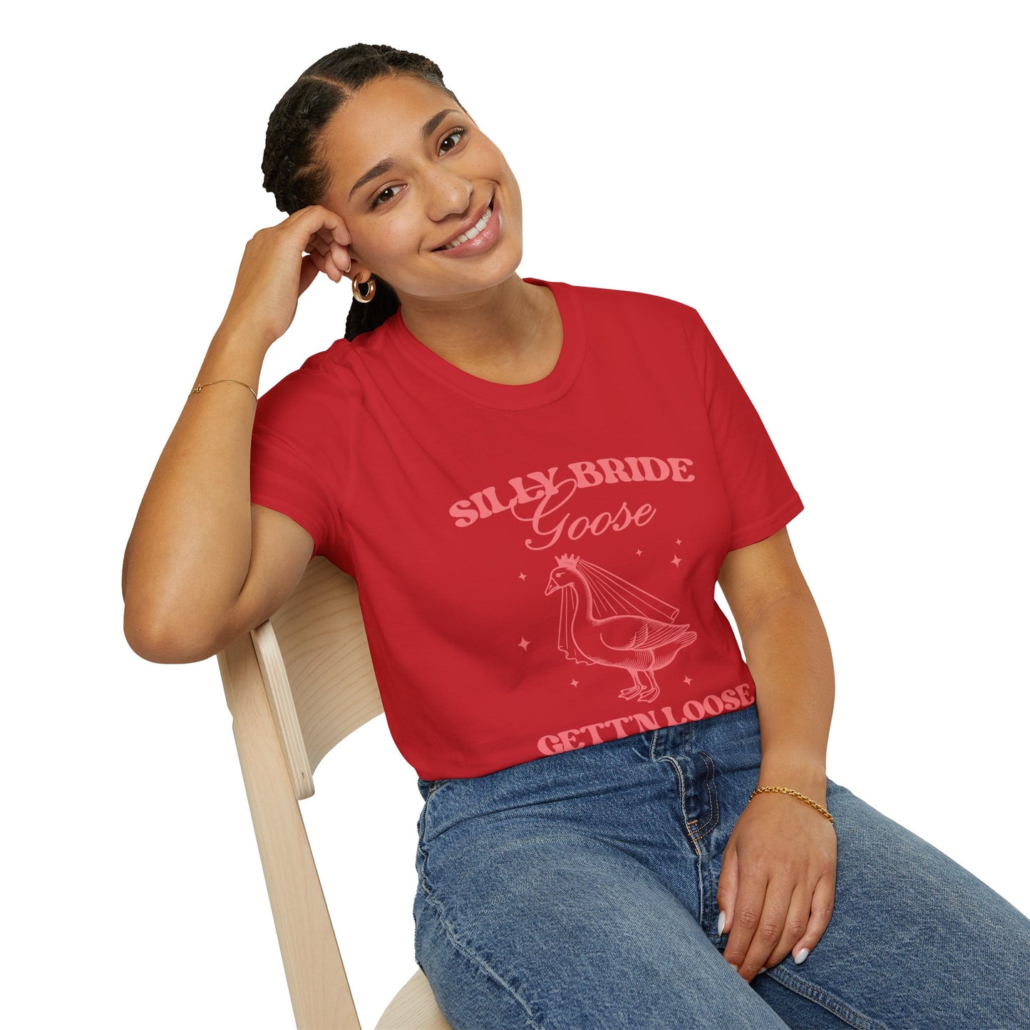 Silly Bride Goose Gettin Loose Shirt – Funny Bachelorette Party Tee, Bride Humor Wedding Shirt, Poly-Friendly Unisex Gildan 64000