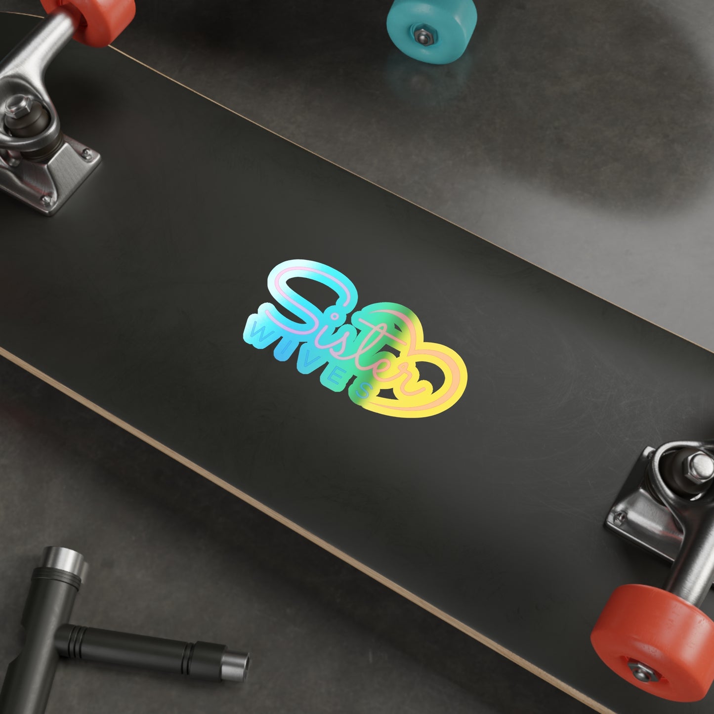 Holographic Sister Wives Logo Stickers, Fun Vinyl Decals for Laptops, Water Bottles, Skateboards, Gifts for Friends