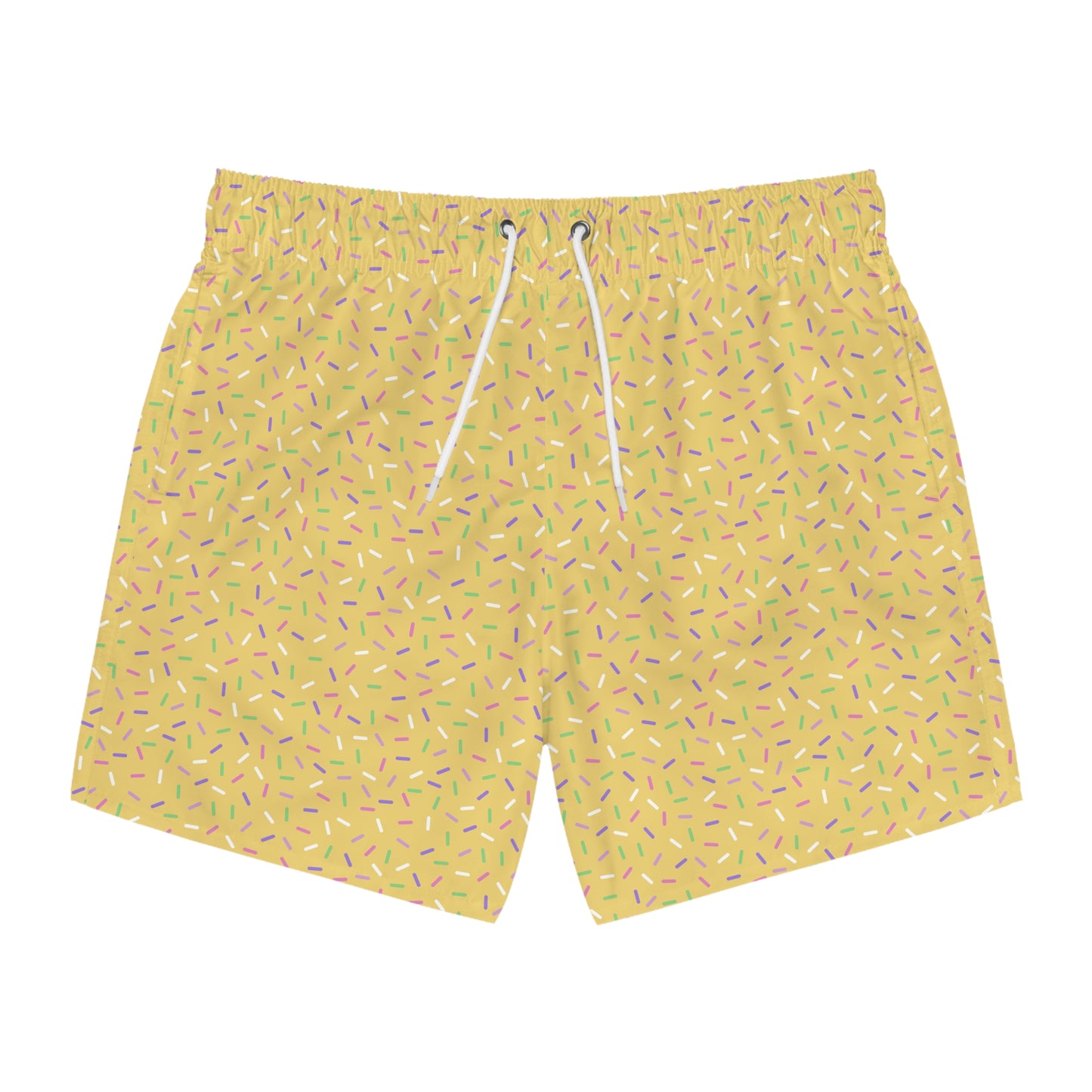 Men’s Rainbow Sprinkle Swim Trunks – Pastel Confetti Summer Swim Shorts, Fun Pool & Beach Board Shorts, Fast-Dry AOP Trunks