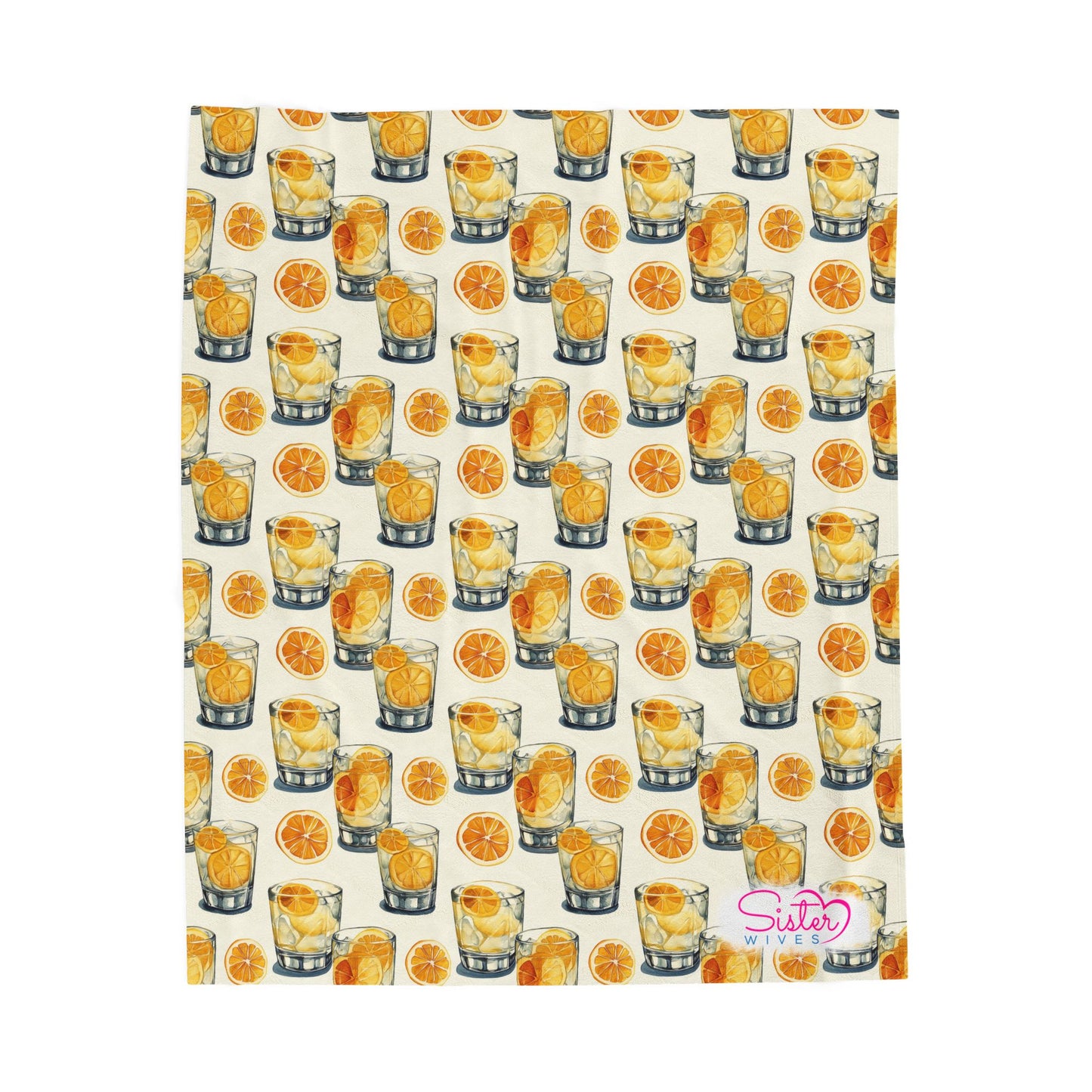 Citrus Cocktails Throw Blanket | Citrus Cocktail Cozy Blanket | Retro Kitchen & Bar Decor | Polyamory & ENM Friendly Home Decor | Swinger Lifestyle Cozy Blanket | Minimalist Blush Stripe Throw