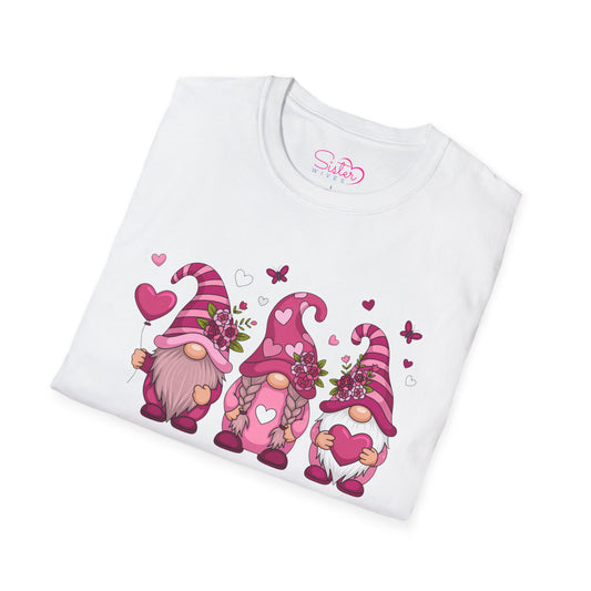 Throuple Gnome Love T-Shirt, Polyamory & ENM Graphic Tee, Cute Valentine Gnomes, Swinger & Chosen Family Shirt