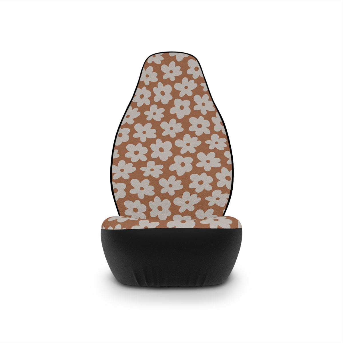 Brown Floral Car Seat Covers | Neutral Retro Daisy Auto Decor | Boho Cottagecore Seat Covers | Polyamory & ENM Friendly