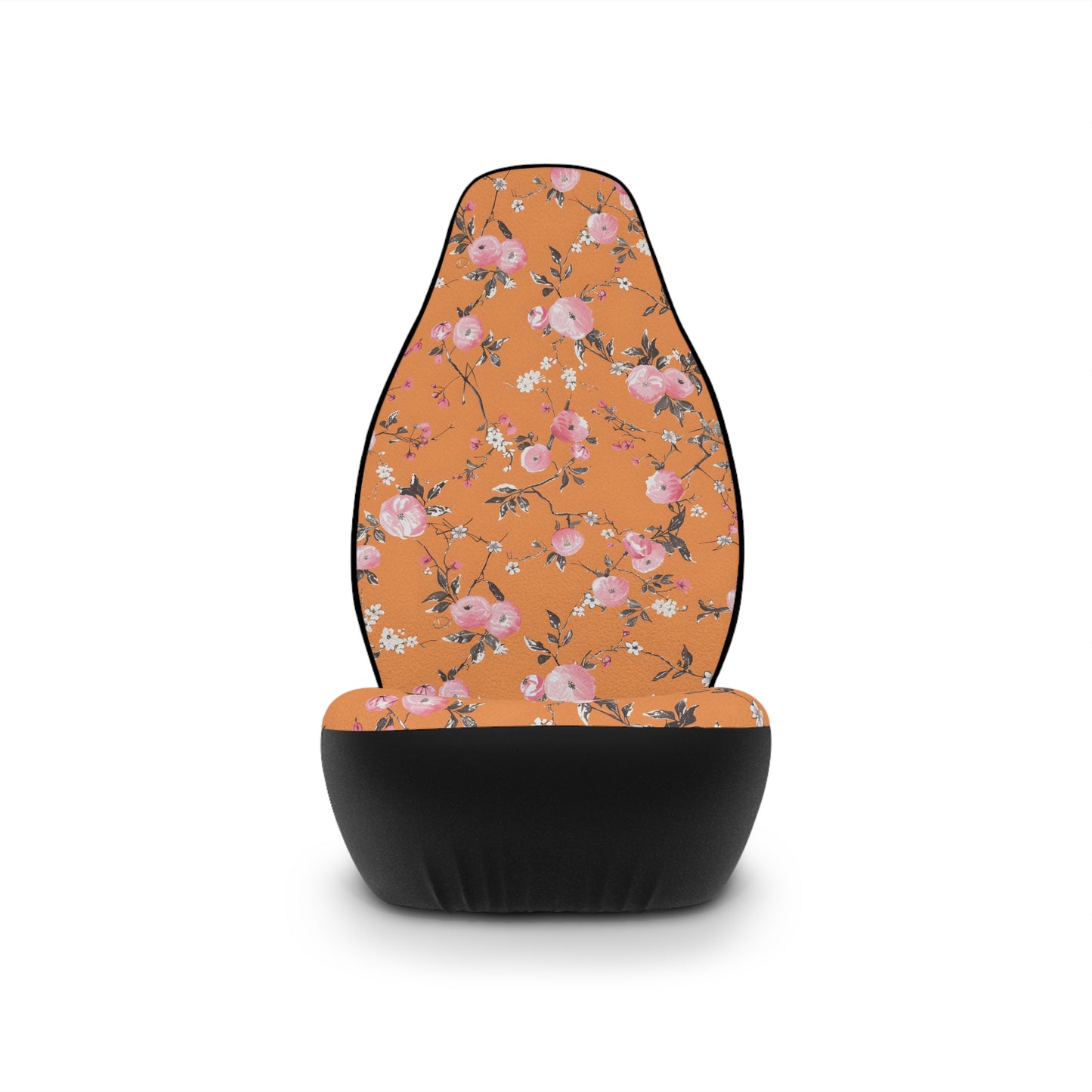 Orange Boho Floral Car Seat Covers – Retro Aesthetic Auto Decor | Polyamory & ENM Friendly