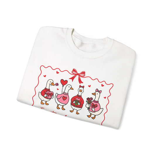 Just A Love Goose Cute Polyamory & Ethical Non-Monogamy Unisex Crewneck | Coquette Poly Pride Apparel