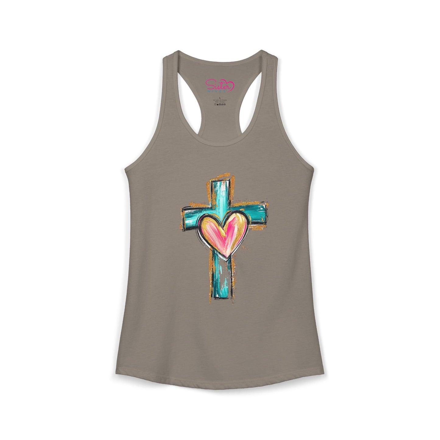 Cross with Heart Racerback Tank | Inclusive Faith Tank Top | Chosen Family Christian Apparel | Love-Centered Spiritual Summer Shirt