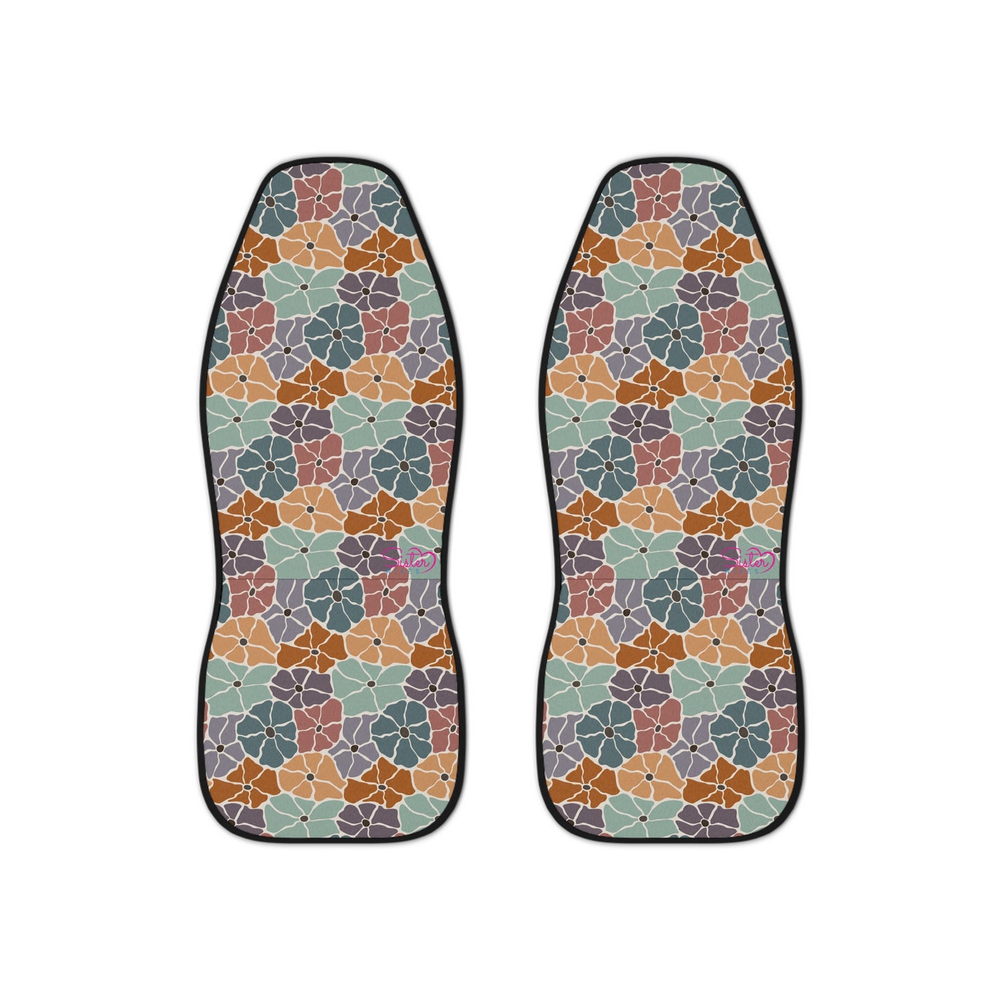 Retro Flower Car Seat Covers | Bohemian Auto Interior | Inclusive Polyamory Lifestyle Decor