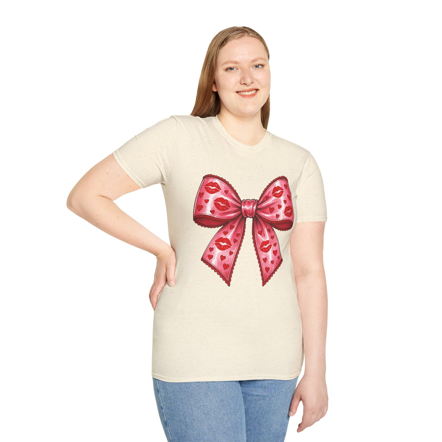 Red Coquette Bow Shirt – Flirty Valentine Bow T-Shirt, Polyamory ENM Non-Monogamy Symbol Tee, Unisex Gildan 64000