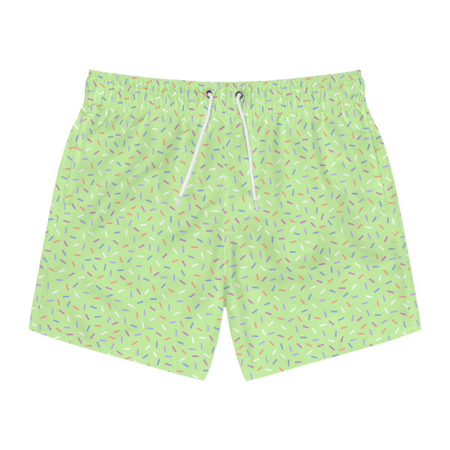 Men’s Rainbow Sprinkle Swim Trunks – Pastel Confetti Summer Swim Shorts, Fun Pool & Beach Board Shorts, Fast-Dry AOP Trunks