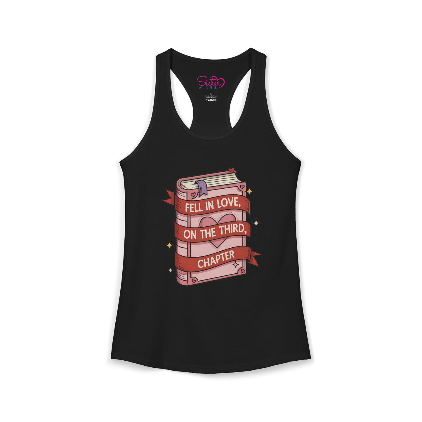 Fell in Love on the Third Chapter Racerback Tank – Book Lover Romance Tank Top | Reader Humor | Soft Feminist, Poly & ENM Friendly Apparel