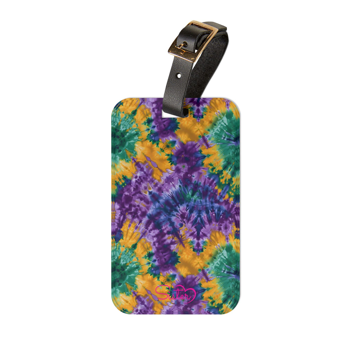 Mardi Gras Tie-Dye Luggage Tag | Polyamory ENM Pride Travel Accessory | Colorful Festival Suitcase Tag | Cruise & Resort Bag Identifier
