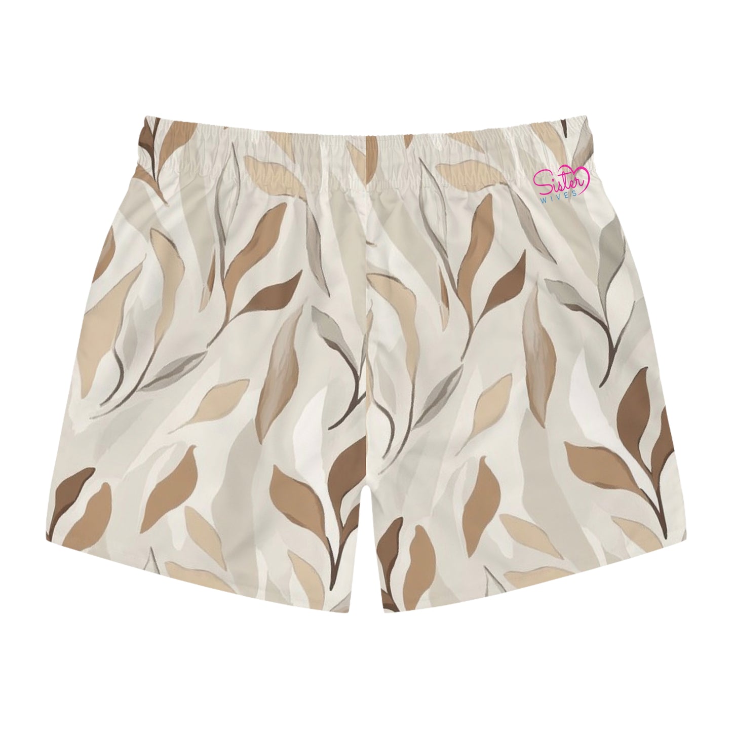 Men’s Boho Abstract Swim Trunks – Neutral Earth Tone Boardshorts | Modern Minimalist Swimwear | Fast-Dry Men’s Swim Shorts