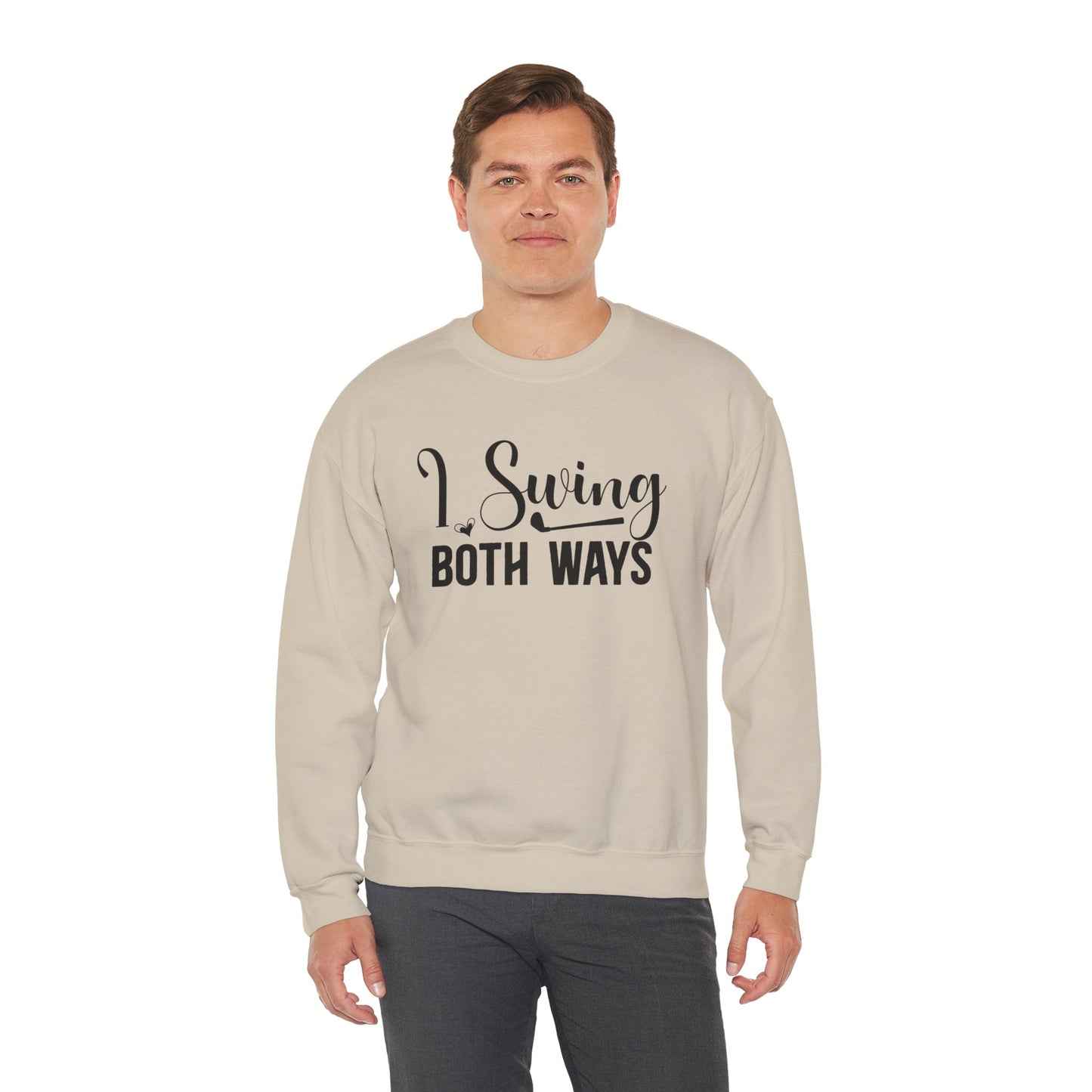 I Swing Both Ways Crewneck Sweatshirt | Bisexual & Swinger Humor Pullover | ENM Friendly Cozy Sweatshirt | Inclusive Relationship Apparel