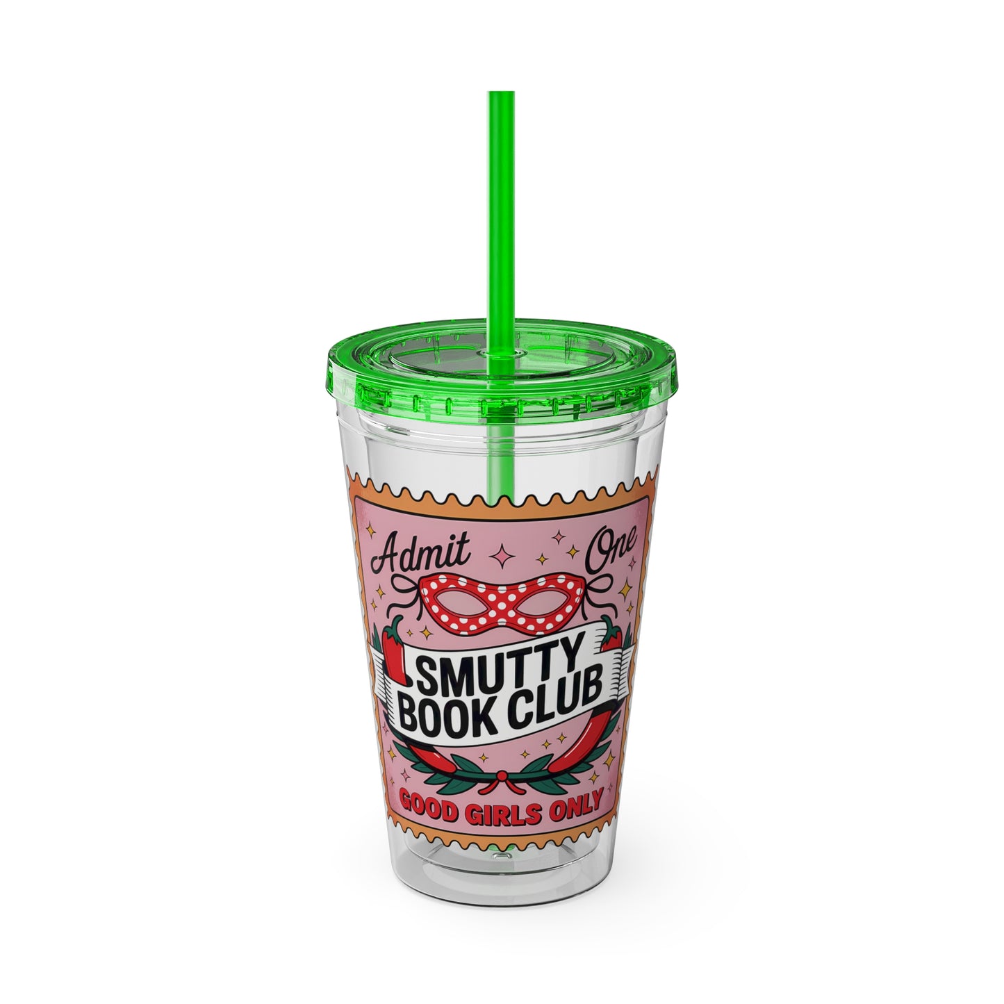 Admit One: Smutty Book Club – 16oz Sunsplash Tumbler | Polyamory Pride Cup | ENM Lifestyle Drinkware | Swinger Aesthetic Travel Cup | Spicy Romance Reader Gift | Poly, Open Relationship, Hotwife Vibes...