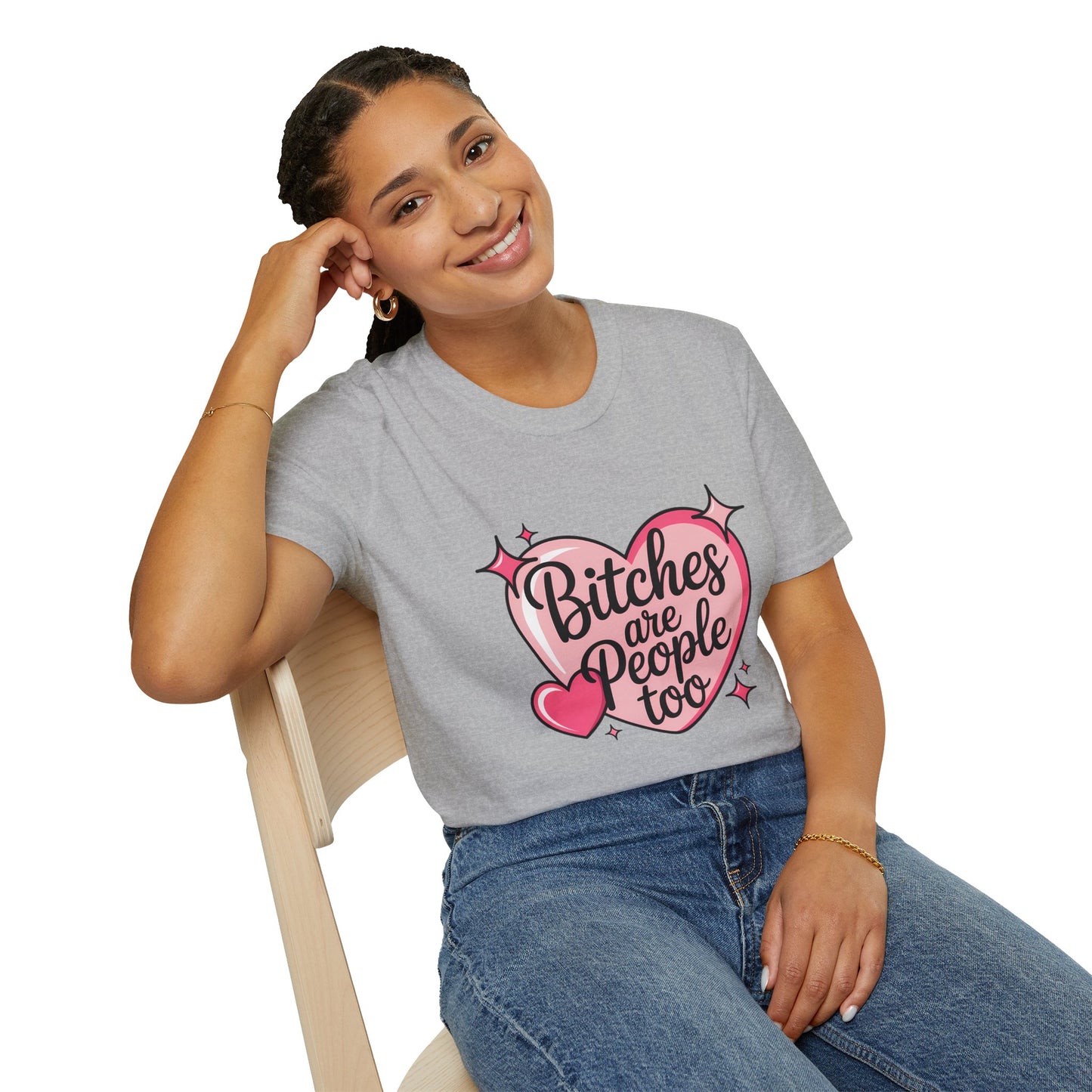 Bitches Are People Too Shirt – Feminist Valentine T-Shirt, Sex Positive Polyamory ENM Non-Monogamy Tee, Unisex Gildan 64000