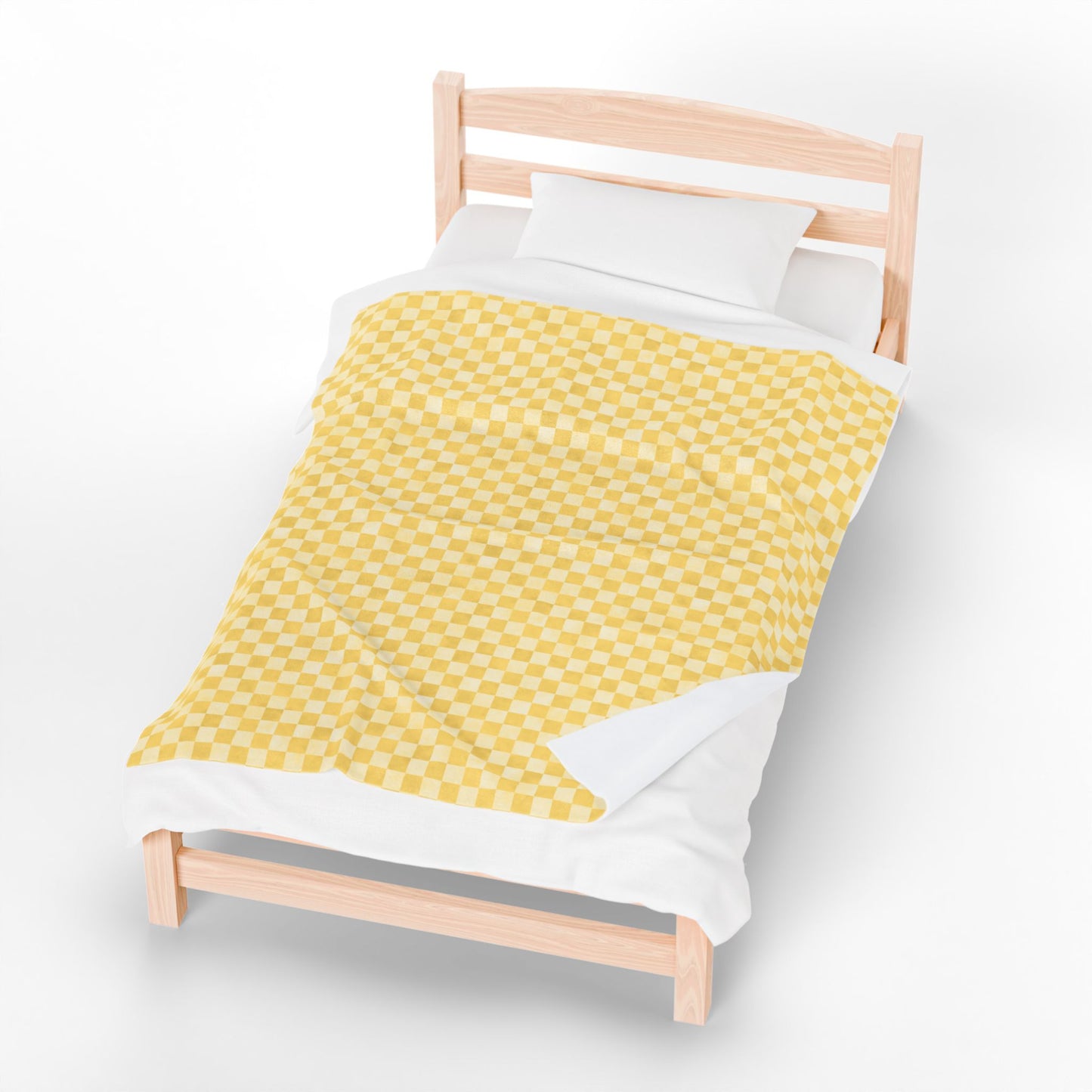 Yellow Checker Plush Blanket | Cozy Velveteen Throw | ENM & Polyamory Friendly Home Decor | Chosen Family Aesthetic Blanket
