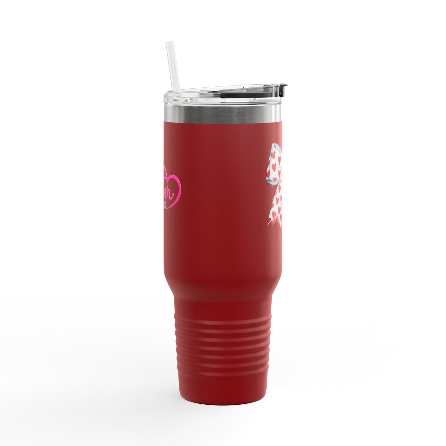 Coquette Bow 40oz Insulated Travel Mug – Coquette Aesthetic Stainless Steel Tumbler with Straw | Cute Feminine BPA-Free Cup