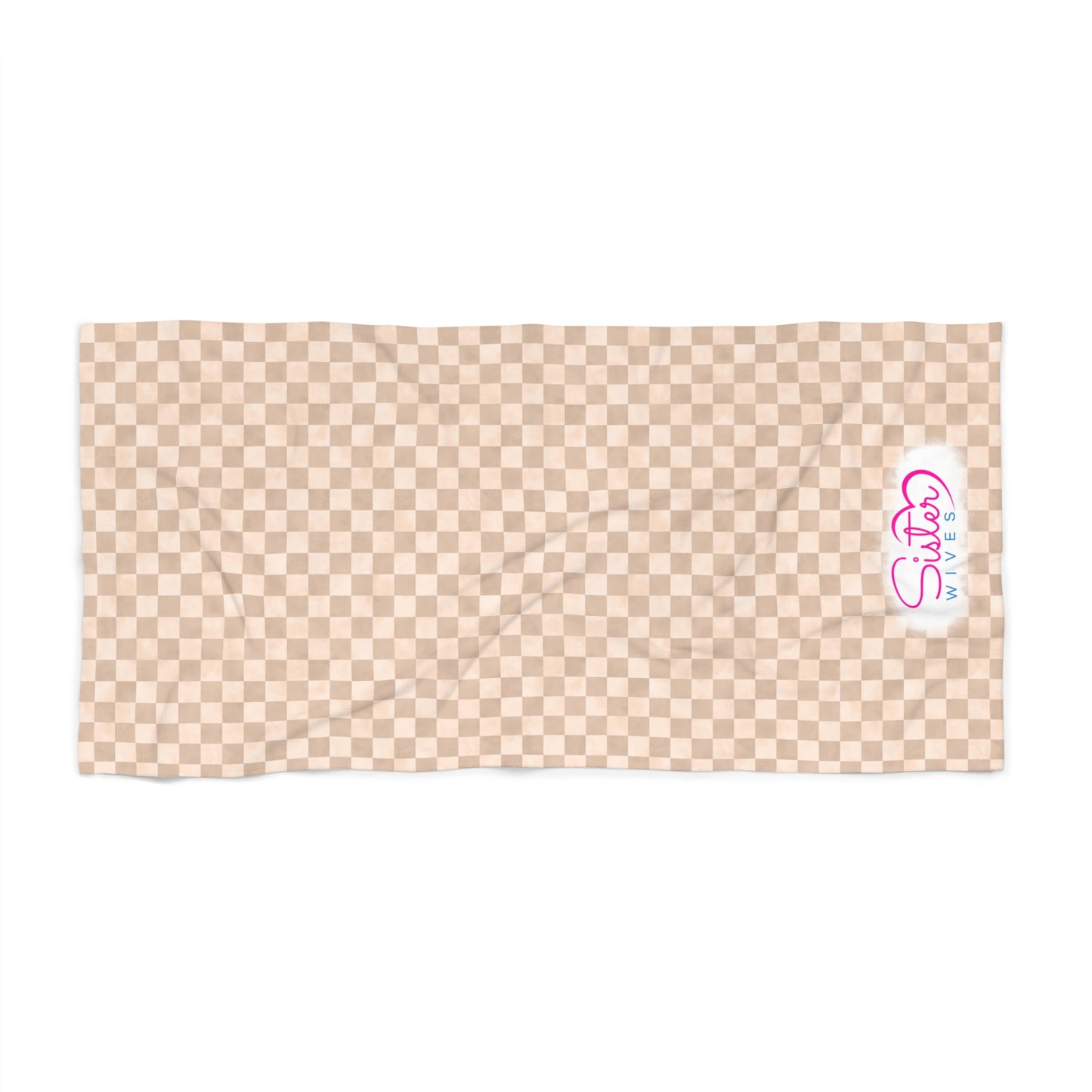 Neutral Checkerboard Beach Towel | Polyamory & ENM Friendly | Lifestyle Cruise, Resort & Pride Towel | Sisterwives Beach & Pool Towel