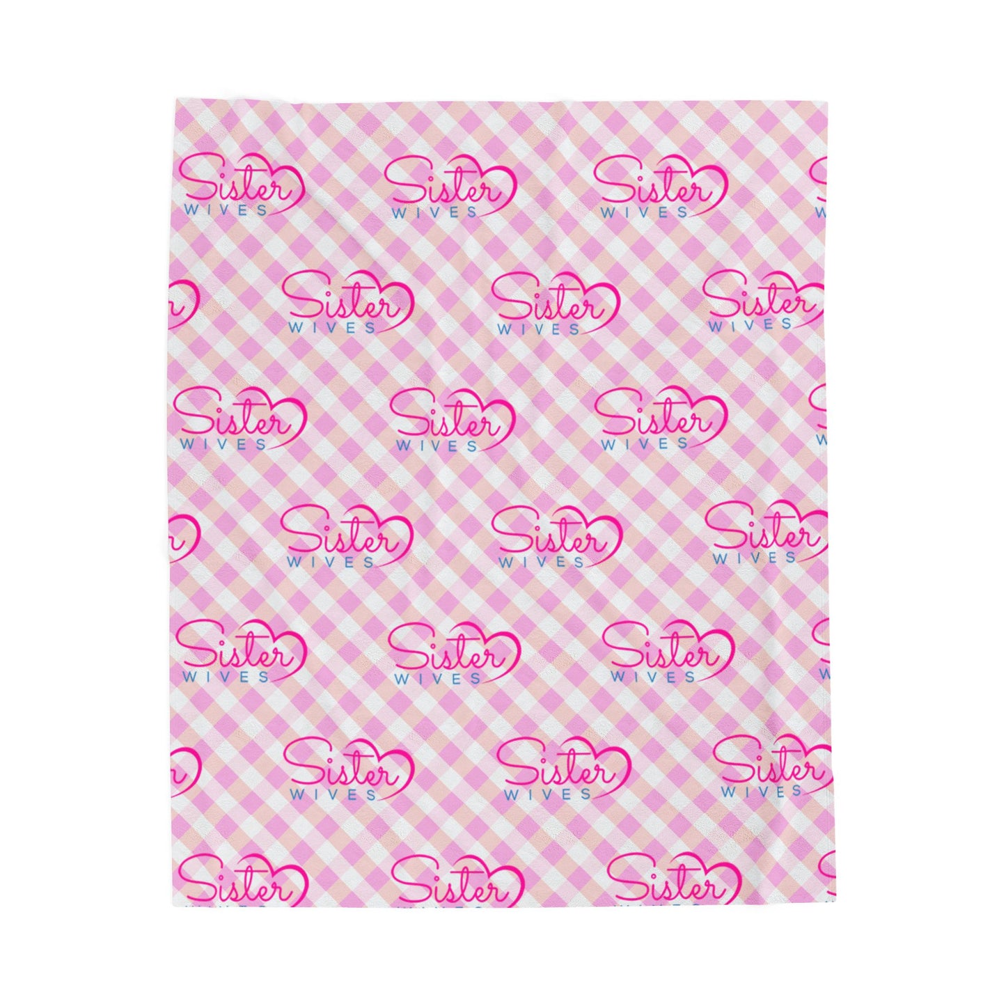 Sister Wives Light Pink Gingham Velveteen Plush Blanket