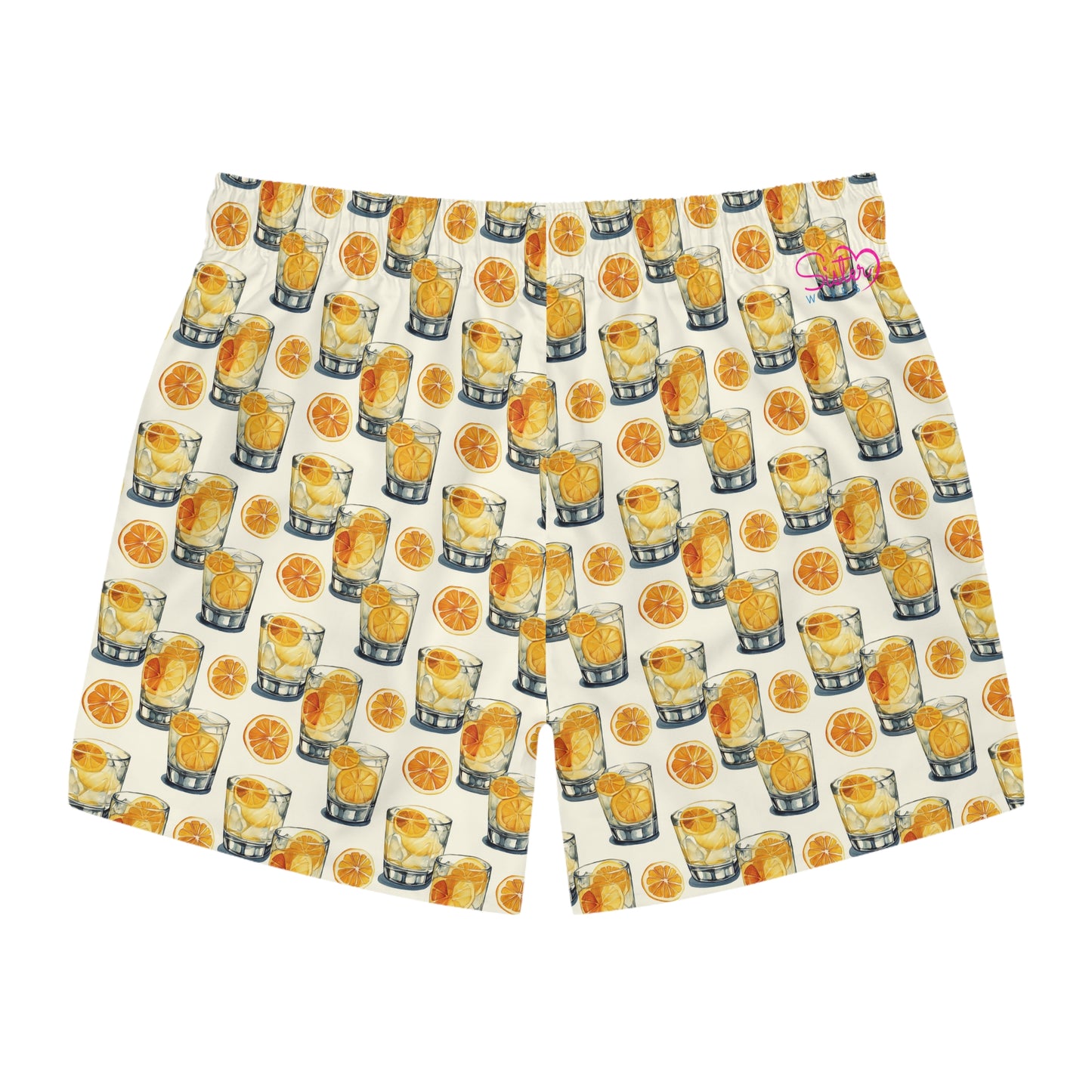 Men’s Cocktail Swim Trunks – Citrus Martini Resort Boardshorts | Polyamory ENM Lifestyle Poolwear | Fast-Dry Summer Swim Shorts