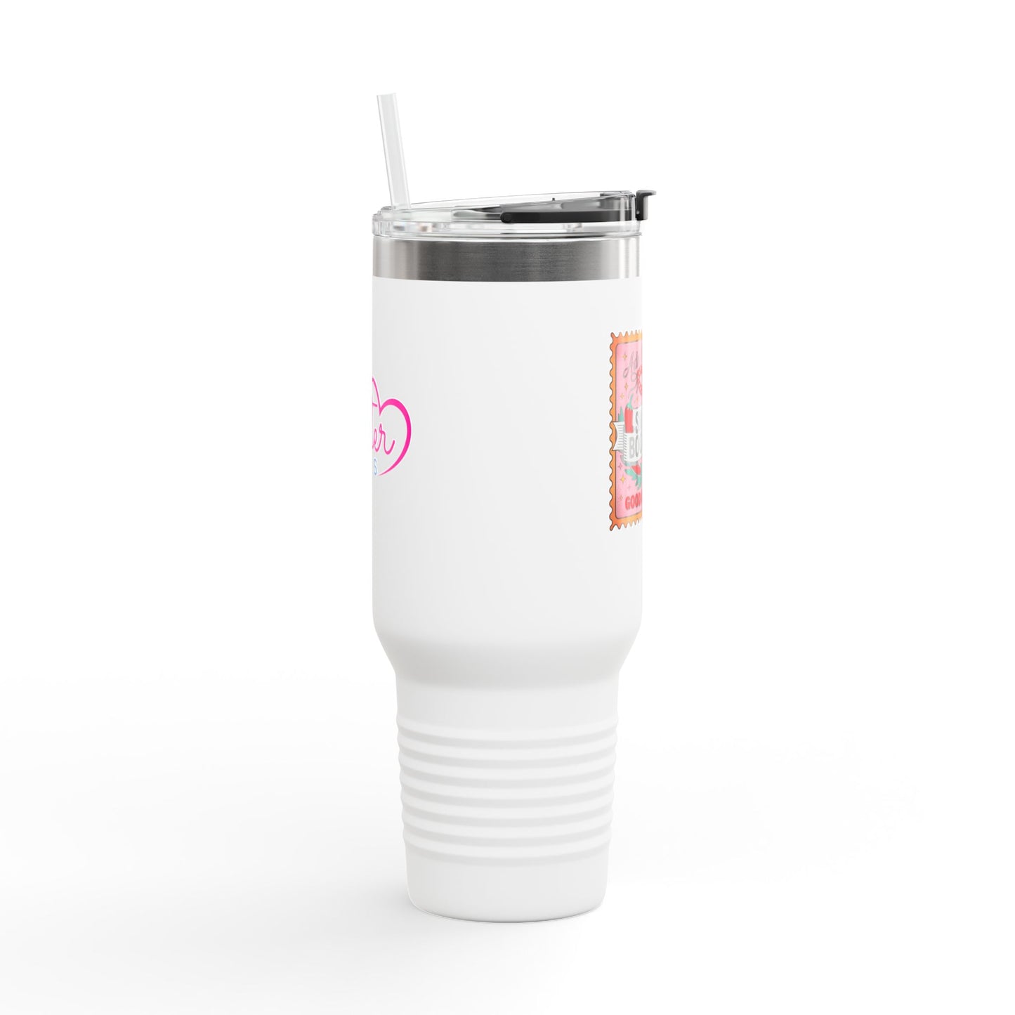 Smutty Book Club 40oz Insulated Travel Mug – Admit One Romance Reader Tumbler with Straw | Funny Spicy Booktok Cup