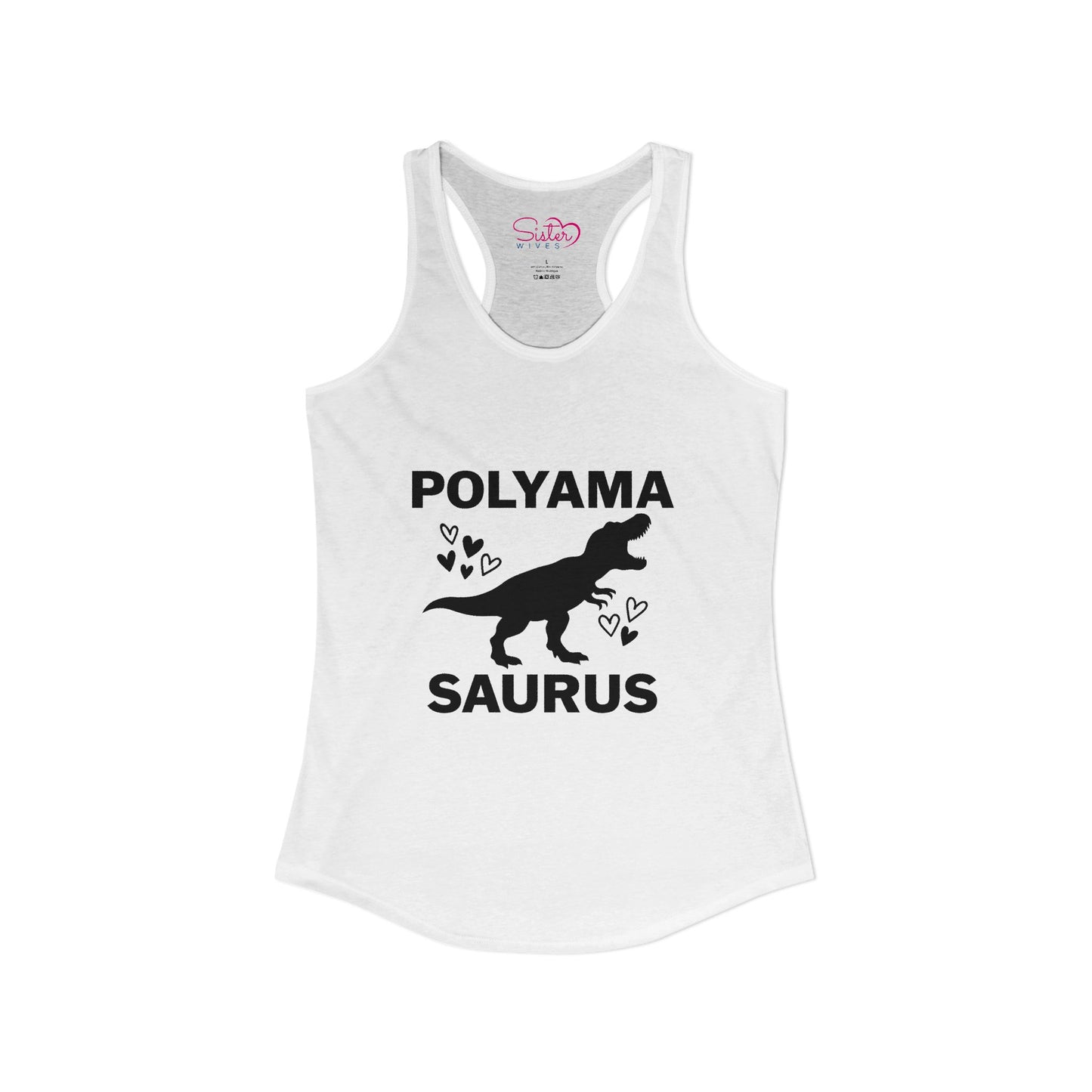 Polyamasaurus Racerback Tank | Polyamory & ENM Dinosaur Tank Top | Chosen Family Funny Summer Shirt | Inclusive Relationship Apparel
