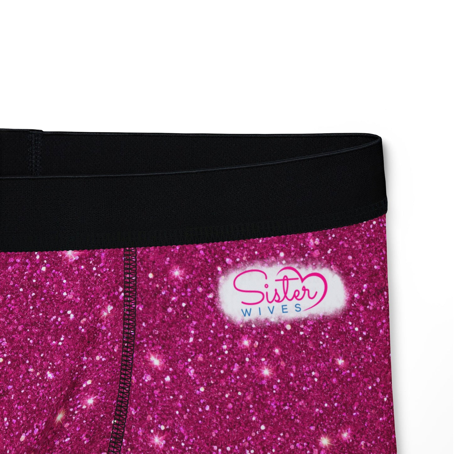 Men’s Valentine’s Glitter Boxer Briefs – Pink Sparkle Boxers, Polyamory & Swinger Friendly Underwear, ENM Pride, Matching Couples Sets Available