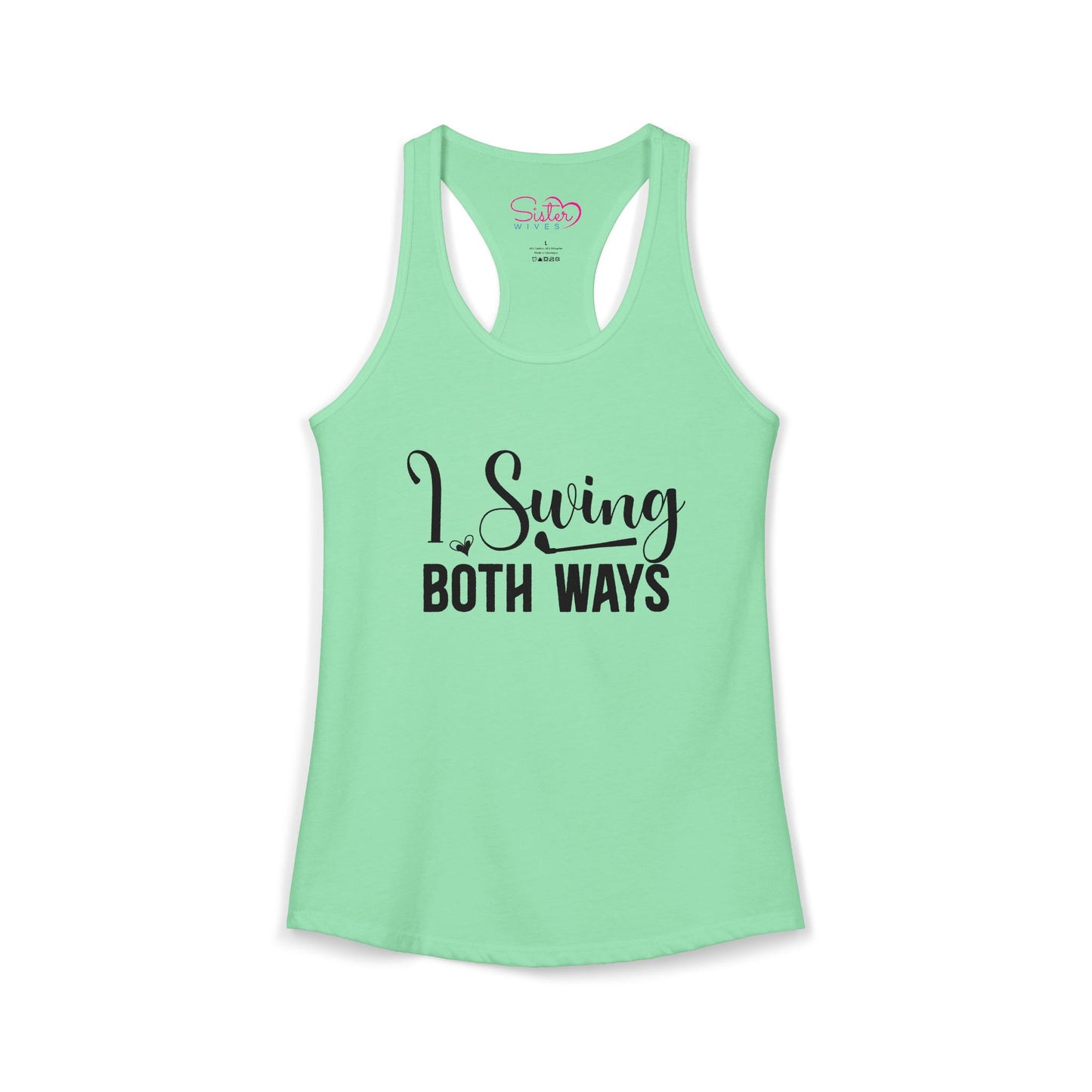 I Swing Both Ways Racerback Tank | Bisexual & Swinger Humor Tank Top | ENM Friendly Summer Shirt | Playful Inclusive Apparel