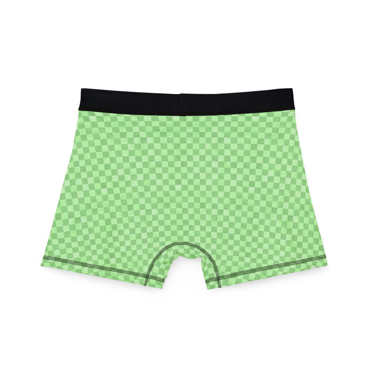 Green Checker Men’s Boxer Briefs | Aesthetic Stretch Underwear | ENM & Polyamory Friendly Men’s Boxers | Soft Statement Loungewear