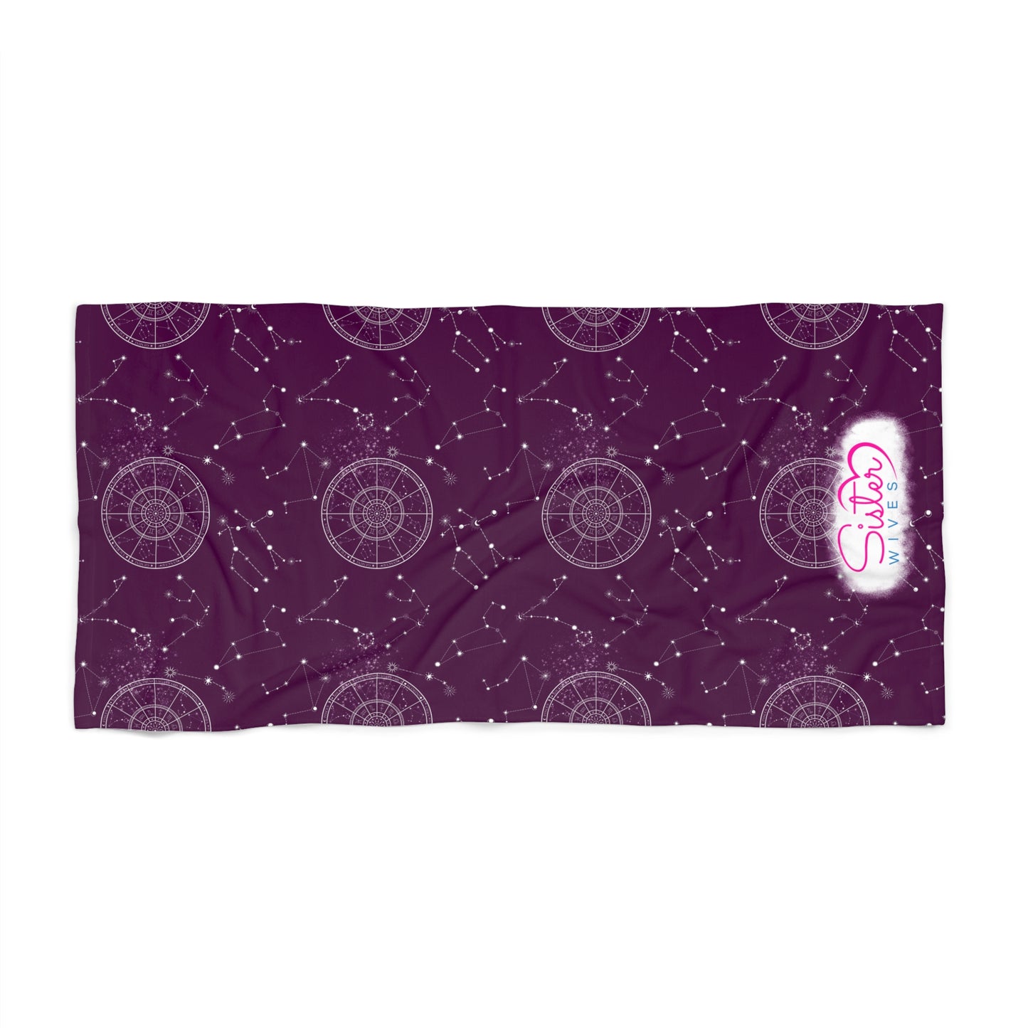 Celestial Zodiac Polyamory Beach Towel | ENM & Non-Monogamy Friendly Astrology, Zodiac & Magical Aesthetic Pool Towel