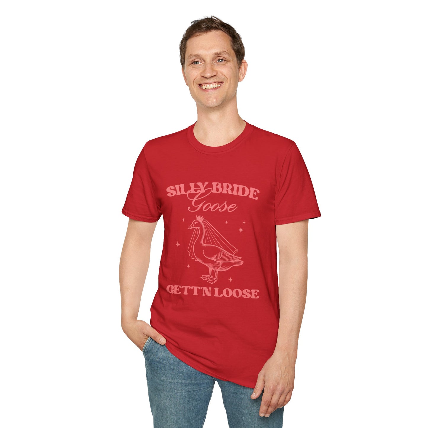 Silly Bride Goose Gettin Loose Shirt – Funny Bachelorette Party Tee, Bride Humor Wedding Shirt, Poly-Friendly Unisex Gildan 64000
