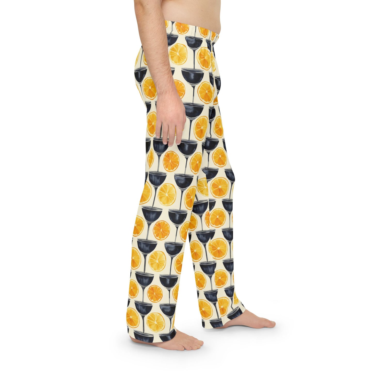 Men’s Citrus Cocktail Pajama Pants | Citrus Martini Lounge Pants | Playful Bar Cart Sleepwear | Polyamory & ENM Friendly