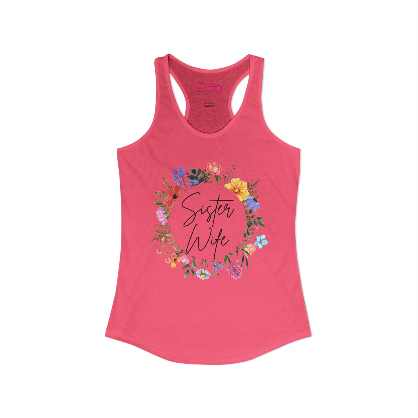 Sister Wife Floral Racerback Tank | Polyamory & ENM Lifestyle Top | Chosen Family Active Tank | Inclusive Relationship Apparel