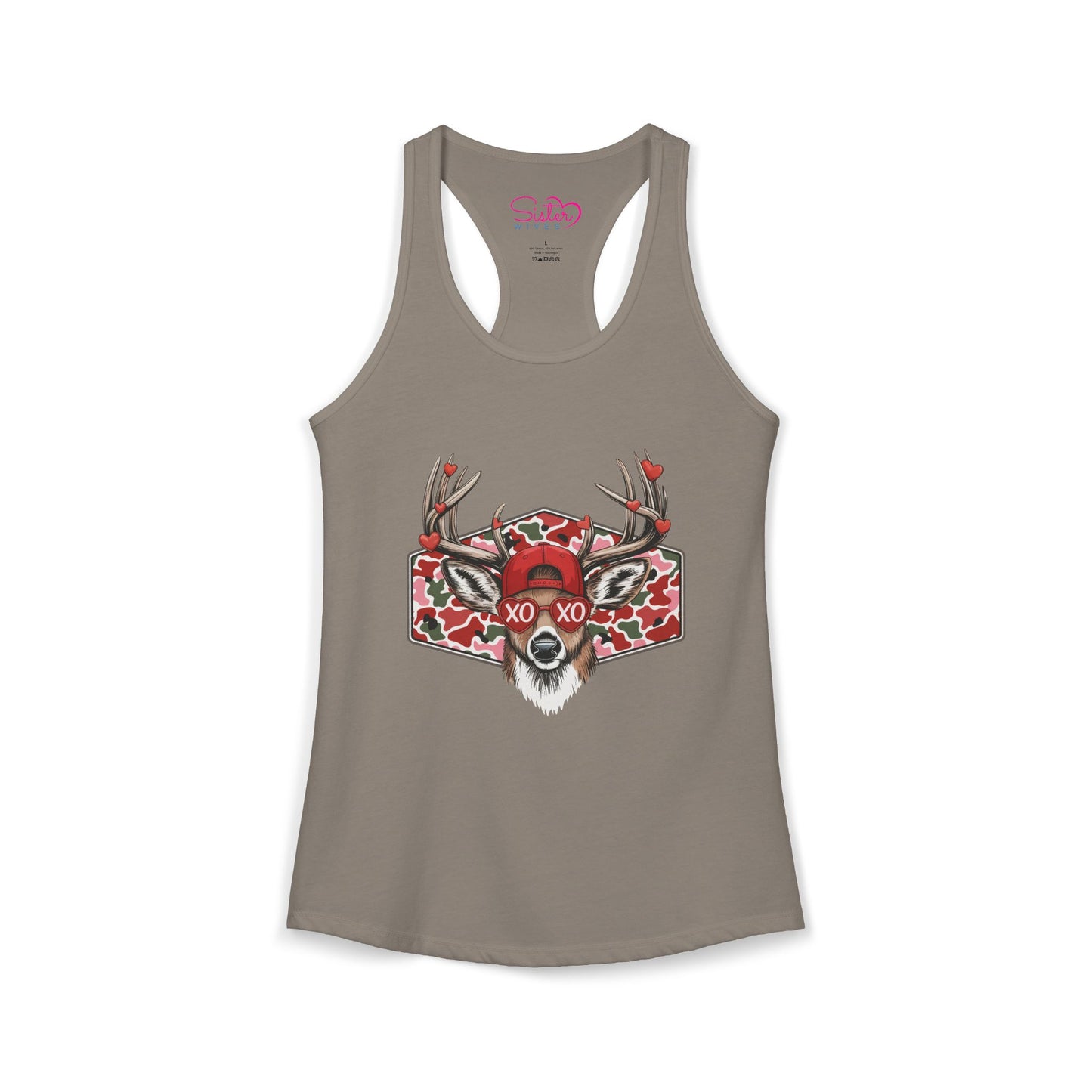 XO Deer Skull Racerback Tank – Dark Romance Woodland Tank Top | Gothic Valentine Aesthetic | Poly & ENM Friendly Apparel