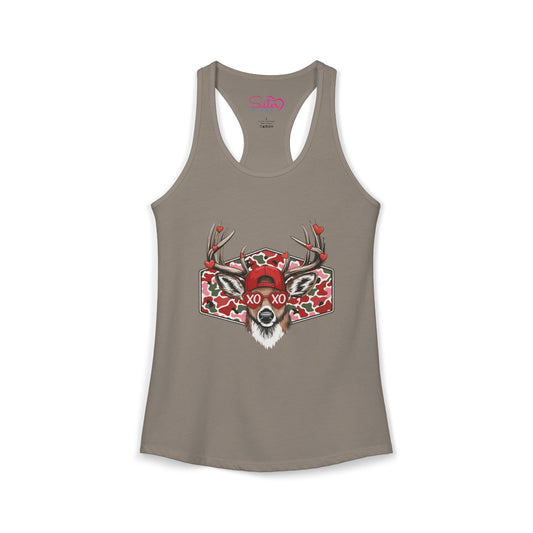 XO Deer Skull Racerback Tank – Dark Romance Woodland Tank Top | Gothic Valentine Aesthetic | Poly & ENM Friendly Apparel