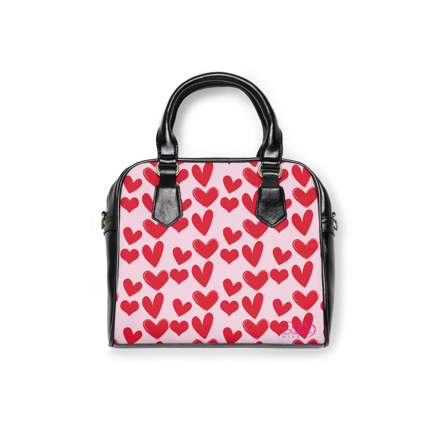 Valentine’s Heart Print Shoulder Handbag – Love-Themed PU Leather Purse, Polyamory & ENM Friendly Gift, Swinger Lifestyle Fashion Bag