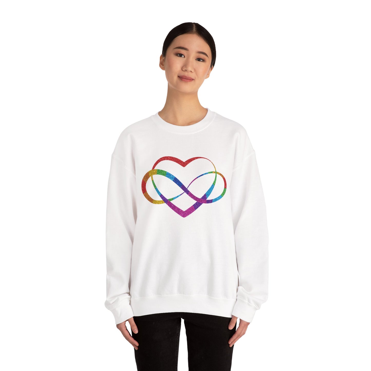Infinity Heart Crewneck Sweatshirt | Polyamory & ENM Symbol Pullover | LGBTQ+ Inclusive Chosen Family Apparel | Cozy Pride Sweatshirt