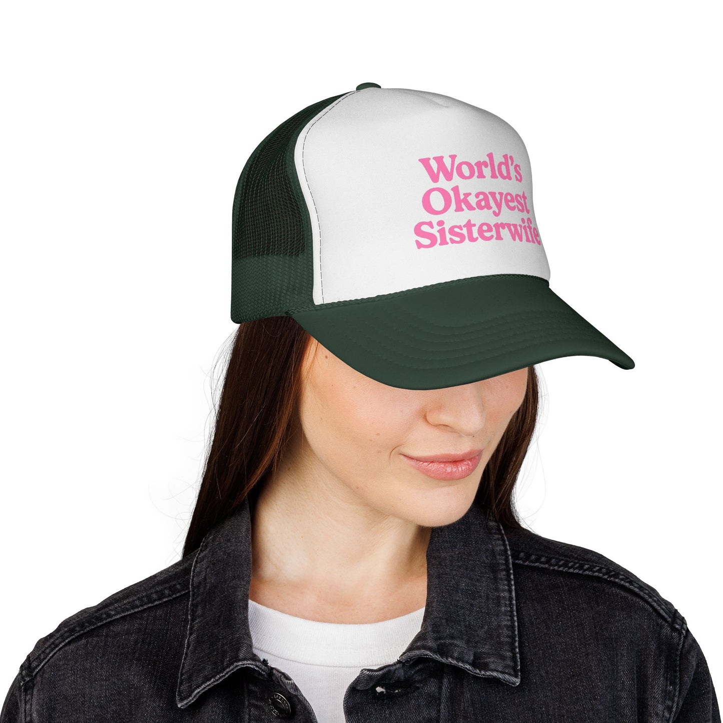World's Okayest Sisterwife Trucker Cap, Funny Gift for Sisters, Unique Headwear for Events, Casual Style, Best for Family Gatherings