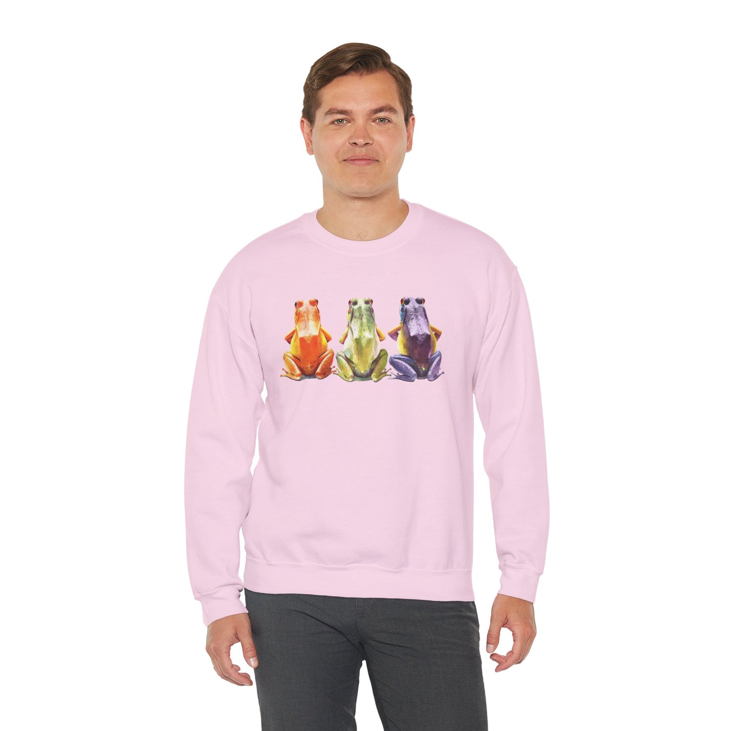 Three Frogs Crewneck Sweatshirt | Chosen Family Symbol Pullover | Polyamory & ENM Cozy Apparel | Whimsical Nature Graphic Sweatshirt