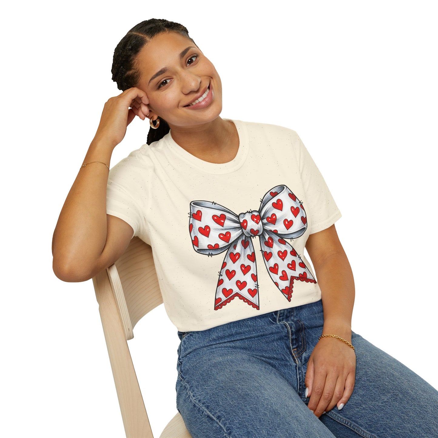 Valentine's Day Red Coquette Bow Shirt – Flirty Valentine Bow T-Shirt, Polyamory ENM Non-Monogamy Symbol Tee, Unisex Gildan 64000