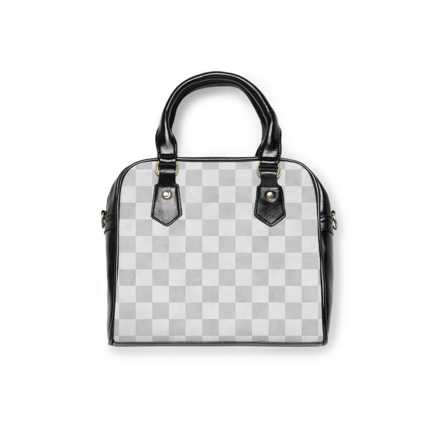 Gray Checkered Shoulder Handbag – Minimal Checkerboard PU Leather Purse, Polyamory & ENM Friendly Fashion Bag, Love-Positive Gift